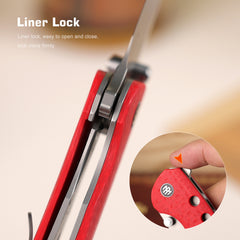 REMETTE RT-BEE 14C28N Blade Knife Outdoor Folding Pocket EDC Knives with Fruit Food Fork Toothpick RT-BEE-R