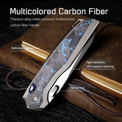 REMETTE RT-ONE Knife Button+Frame Lock M390 Blade Integrated Titanium+Carbon Fiber Handle Folding Pocket Knives RT ONEA2