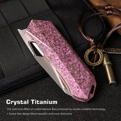 REMETTE RT-Woodpecker Folding Pocket Knife M390 Blade Crystallized Titanium Handle RTWP-IP