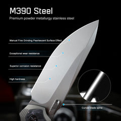 REMETTE RT-ONE Knife Button+Frame Lock M390 Blade Integrated Titanium+Carbon Fiber Handle Outdoor Camping Knives RT ONEA3