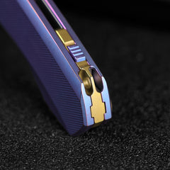 REMETTE RT-Camel Knife Screwless Exterior Button Liner Lock M390 Blade Titanium Handle Knives Blue RTCMLT3