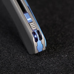 REMETTE RT-Camel Knife Screwless Exterior Button Liner Lock M390 Blade Titanium Handle Knives Titanium Gray RTCMLT2