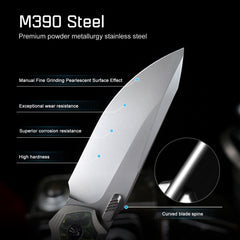 REMETTE RT-ONE Knife Button+Frame Lock M390 Blade Integrated Titanium+Carbon Fiber Handle Outdoor Camping Knives RT ONEA4