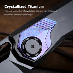 REMETTE RT-Peregrine Falcon Folding Pocket Knife Innovative Button Liner Lock Structure Design Vanax Steel Blade Titanium Handle Knives RTT1-VNB with Safety Lock
