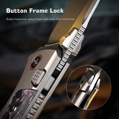REMETTE RT-Steed Innovative Button Frame Lock M390 Blade Titanium Carbon Fiber Handle  Folding Pocket Knife RTWS-TP