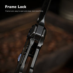 REMETTE RT-Cool Leopard Knife Innovative Button Frame Lock M390 Blade Titanium Handle Outdoor Camping Knives RTKS-B