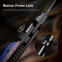 REMETTE RT-Steed Folding Pocket Knife Innovative Button Frame Lock Structure Design M390 DLC Blade Titanium + Carbon Fiber Handle Knives RTWS-BC