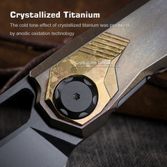 REMETTE RT-Peregrine Falcon Folding Pocket Knife Innovative Button Liner Lock Structure Design Vanax Steel Blade Titanium Handle Knives RTT1-VNA with Safety Lock