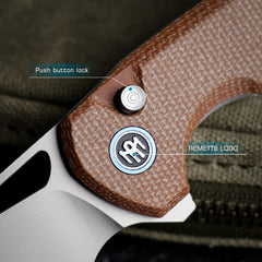 REMETTE RT-Camel Knife Button Liner Lock 14C28N Blade Micarta Handle Outdoor Camping Knives RTCMLF