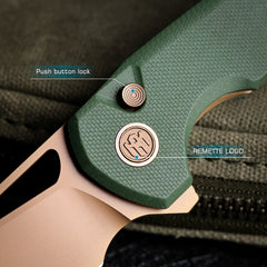 REMETTE RT-Camel Knife Button Liner Lock 14C28N Blade G10 Handle Outdoor Camping Knives RTCMLD