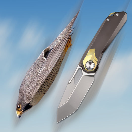 REMETTE RT-Peregrine Falcon Folding Pocket Knife Innovative Button Lock Structure Design M390 Blade Titanium Handle Knives RTT1-B