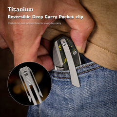 REMETTE RT-Saker Falcon Folding Pocket Knife Innovative Button Lock Structure Design S45VN Blade Titanium Handle Knives ASTP-3 with Safety Lock