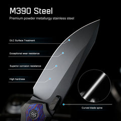 REMETTE RT-ONE Knife Button+Frame Lock M390 Blade Integrated Titanium+Timascus Handle Outdoor Camping Knives RT ONEA1