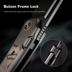 REMETTE RT-Orca Knife Button+Frame Lock M390 Blade Titanium Handle Outdoor Camping Knives ORCATB