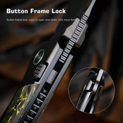 REMETTE RT-Steed Innovative Button Frame Lock M390 Blade Titanium Carbon Fiber Handle  Folding Pocket Knife RTWS-BH