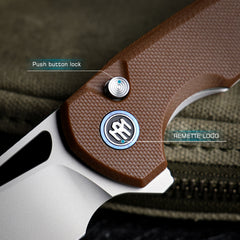 REMETTE RT-Camel Knife Button Liner Lock 14C28N Blade G10 Handle Outdoor Camping Knives RTCMLC
