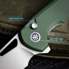 REMETTE RT-Camel Knife Button Liner Lock 14C28N Blade G10 Handle Outdoor Camping Knives RTCMLB