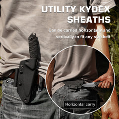 REMETTE RT-Allosaurus G10 Handle D2 Steel Fixed Blade Knife Camping Tactical Survival Knife with Fire Starter Kydex Sheath RTAS-B