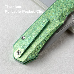 REMETTE RT-Rhino Folding Pocket Knife M390 Blade Crystallized Titanium Handle RNTB4
