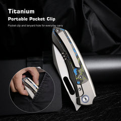 REMETTE RT-Orca Knife Button+Frame Lock M390 Blade Titanium Handle Outdoor Camping Knives ORCAUR