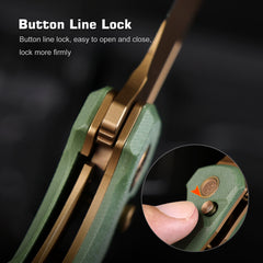 REMETTE RT-Camel Knife Button Liner Lock 14C28N Blade G10 Handle Outdoor Camping Knives RTCMLD