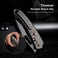 REMETTE RT-Orca Knife Button+Frame Lock M390 Blade Titanium Handle Outdoor Camping Knives ORCATB