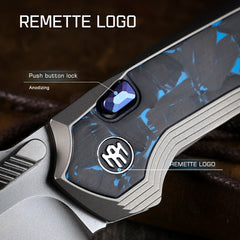 REMETTE RT-ONE Knife Button+Frame Lock M390 Blade Integrated Titanium+Carbon Fiber Handle Folding Pocket Knives RT ONEA2