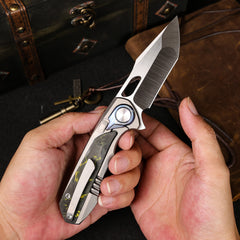 REMETTE RT-Saker Falcon Folding Pocket Knife Innovative Button Lock Structure Design S45VN Blade Titanium Handle Knives ASTP-3 with Safety Lock