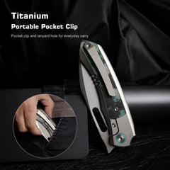 REMETTE RT-Orca Knife Button+Frame Lock M390 Blade Titanium Handle Outdoor Camping Knives ORCAKD