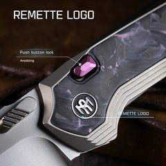 REMETTE RT-ONE Knife Button+Frame Lock M390 Blade Integrated Titanium+Carbon Fiber Handle Outdoor Camping Knives RT ONEA3