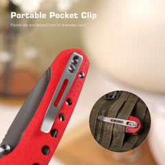 REMETTE RT-BEE 14C28N Blade Knife Outdoor Folding Pocket EDC Knives with Fruit Food Fork Toothpick RT-BEE-R