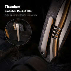 REMETTE RT-Steed Innovative Button Frame Lock M390 Blade Titanium Carbon Fiber Handle  Folding Pocket Knife RTWS-TP