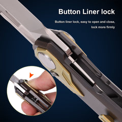 REMETTE RT-Peregrine Falcon Folding Pocket Knife Innovative Button Lock Structure Design M390 Blade Titanium Handle Knives RTT1-BX with Safety Lock