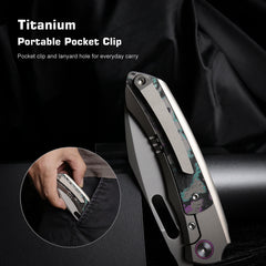 REMETTE RT-Orca Knife Button+Frame Lock M390 Blade Titanium Handle Outdoor Camping Knives ORCAJY