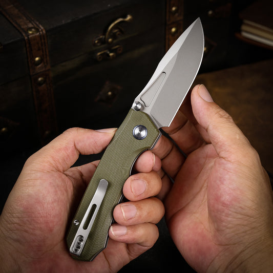 REMETTE RT-Rhino Folding Pocket Knife Innovative Button Liner Lock Structure Design D2 Blade G10 Handle Knives RNGD2