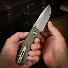 REMETTE RT-Rhino Folding Pocket Knife Innovative Button Liner Lock Structure Design D2 Blade G10 Handle Knives RNGD2