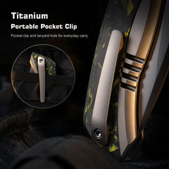 REMETTE RT-Steed Innovative Button Frame Lock M390 Blade Titanium Carbon Fiber Handle  Folding Pocket Knife RTWS-TY