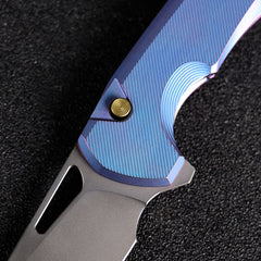 REMETTE RT-Camel Knife Screwless Exterior Button Liner Lock M390 Blade Titanium Handle Knives Blue RTCMLT3