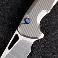 REMETTE RT-Camel Knife Screwless Exterior Button Liner Lock M390 Blade Titanium Handle Knives Titanium Gray RTCMLT2