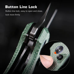 REMETTE RT-Camel Knife Button Liner Lock 14C28N Blade Micarta Handle Outdoor Camping Knives RTCMLE