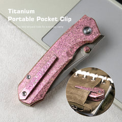 REMETTE RT-Rhino Folding Pocket Knife M390 Blade Crystallized Titanium Handle RNTB1