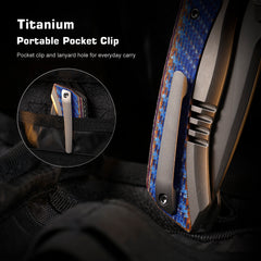 REMETTE RT-Steed Innovative Button Frame Lock M390 Blade Titanium Carbon Fiber Handle  Folding Pocket Knife RTWS-TC