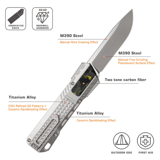 REMETTE Innovative Design Knife M390 Blade Titanium Handle 301A-ZL