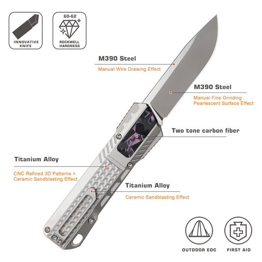 REMETTE Innovative Design Knife M390 Blade Titanium Handle 301B-ZL