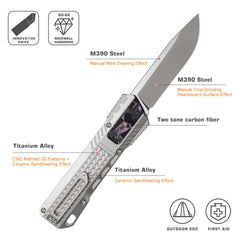 REMETTE Innovative Design Knife M390 Blade Titanium Handle 301B-ZL