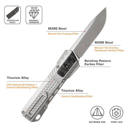 REMETTE Innovative Design Knife M390 Blade Titanium Handle 301E-ZL